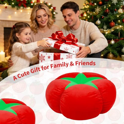 Extra Large Tomato Floor Cushion Pillow – Plush Floor Cushion for Sitting & Activities, for Reading, Gaming, Meditation & Home Decor – Cute Round Plush Chair Cushion.60cm/23.6Inch - style: Tomato