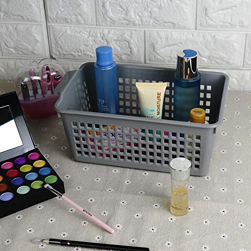 Plastic Storage Baskets Set, Grey, 4 Packs Small Desktop Storage Basket Bin - size: shelf baskets