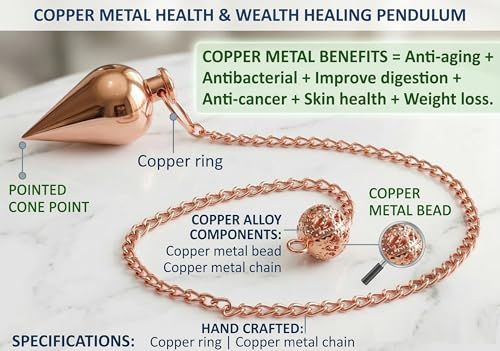 Health & Wealth Copper Metal Pendulum, Pendulum for Divination, Dowsing Pendulum, Reiki Pendulum, Meditation Pendulum, Cone Pendulum. - color: Cone Pendulum