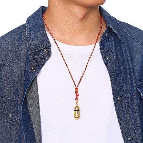 Men's Stainless Steel Open Lucky Buddha Mantra Pendant Necklace Bottle Container Memorial with Braided Rope - color: New Style, Mantra - Gold