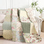vctops 100% Cotton Quilted Throw Blanket 50x60 Inch Floral Patchwork Reversible All Season Throw (Green B,50"x60") - color: Green B