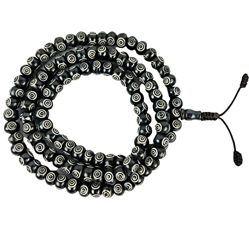 Agan Traders 108 Mala Prayer Beads Necklace for Men & Women – Tibetan Buddhist Prayer Beads Wrist Mala - Handmade Yak Bone Japa Mala Beads for Meditation, Yoga & Healing - color: BN Mandala-10mm
