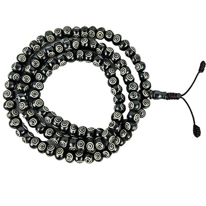 Agan Traders 108 Mala Prayer Beads Necklace for Men & Women – Tibetan Buddhist Prayer Beads Wrist Mala - Handmade Yak Bone Japa Mala Beads for Meditation, Yoga & Healing - color: BN Mandala-10mm