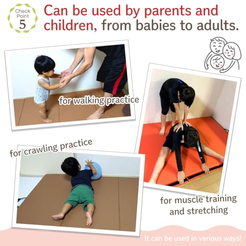 KaRaDaStyle Gymnastics Mat Folding Stretch Mats 75"x31"x1.2" Exercise Muscle Training Children Play Horizontal Bar Mat Yoga Sports Soundproof Home Use - color: Purple/5-fold