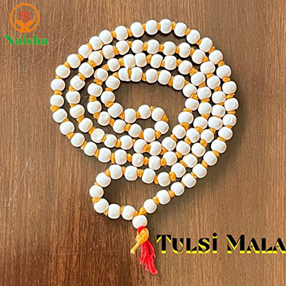 NAISHA Original Gaumukhi Japa Mala Bag Bead Mala/Necklace,Handmade Religious Japa/Meditation Mala/Vashikaran Attraction and Devi Siddhi 108 beads - color: Basil Mala + Bag, style: Basil Mala + Bag