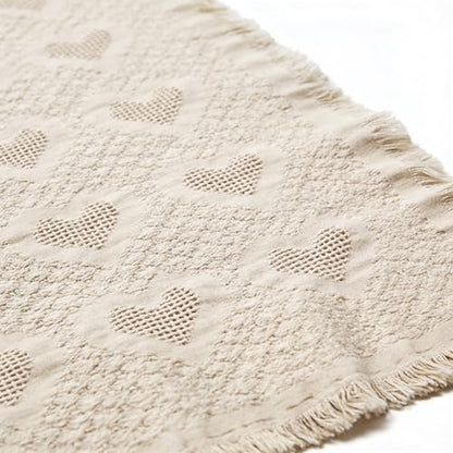Pure Country Weavers Waffle Weave Hearts Natural Weave Blanket - Gift Tapestry Throw Woven from Cotton - Made in The USA (69x48) - color: Basketweave Hearts