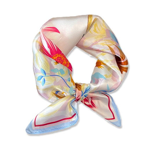 100% Mulberry Silk Neck Scarf - 21'' x 21'' Lightweight Neckerchief - Women Men Small Square Digital Printed Scarves - color: 134
