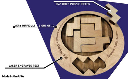 Difficult Puzzle for Adults - The Cracked Egg - 7 Piece Wood Brain Teaser Made in The USA from Creative Crafthouse - style: The Cracked Egg