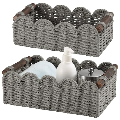 Storage Basket Wicker Baskets for Organizing Toilet Paper Storage Basket for Toilet Tank Top,Gray - color: Gray