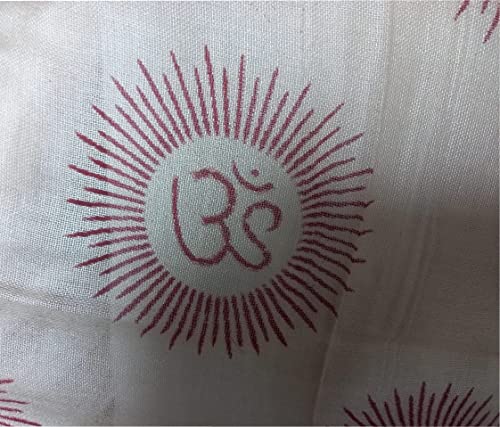 KVR Hindu Pooja Religious Cotton Indian prayer scarf with OM Krishna Ganesha Shiva Nataraja yoga spiritual auspicious prints - color: Off White-om
