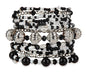 SPUNKYsoul Beaded Stretch Bracelet Set – Multi-Piece Stackable Fashion Bracelet Collection, Elastic Fit, Minimalist Boho Jewelry for Everyday Wear - style: " Ayla" White, Black & Silver