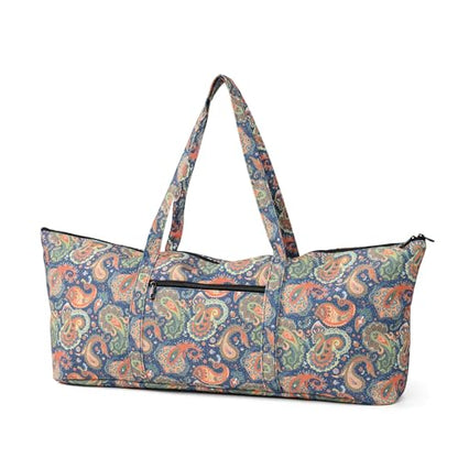 | Yoga Mat Bag | Large Yoga Mat Carrier with Wet Pocket | Yoga Gifts | Gym Tote Bag for Women - color: Tote-Orange Cashew Flower
