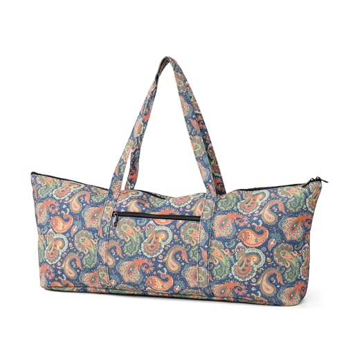 | Yoga Mat Bag | Large Yoga Mat Carrier with Wet Pocket | Yoga Gifts | Gym Tote Bag for Women - color: Tote-Orange Cashew Flower