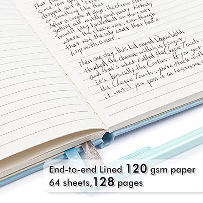 feela 24 Pack Journal Notebook for Work, Business Notebook Bulk Hardcover Lined Writing Journal with Pen Holder for Men Women Note Taking, with 24 Black Pens, 120 GSM, 5.1”x8.3”, A5, Light Blue - color: 24 Pack light blue