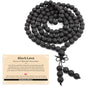 AD Beads 6mm 8mm 108 Prayer Mala Jasper Elastic Bracelet - Handmade Yoga Meditation Healing Power Energy Gifts for Unisex Adult. - color: Black Lava(Warmth)
