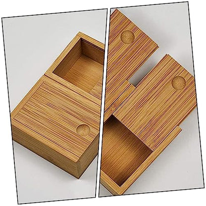 Bamboo Pull-out Lid Storage Box Chic Jewelry Case Retro Decorative Organizer for Home and Office Practical Desktop Decor