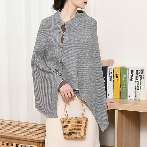 Shawl Wraps Women Fashion Knitted Shawls and Wraps Cardigan Cape Crochet Winter Shoulder Top Sweater Shawl Scarf - color: A Grey