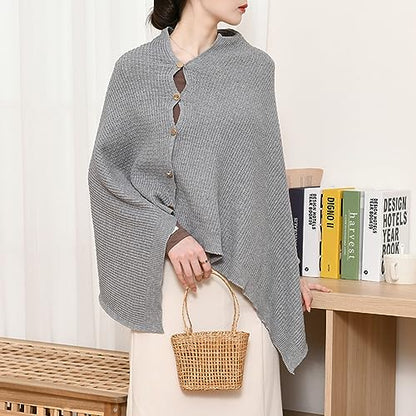 Shawl Wraps Women Fashion Knitted Shawls and Wraps Cardigan Cape Crochet Winter Shoulder Top Sweater Shawl Scarf - color: A Grey