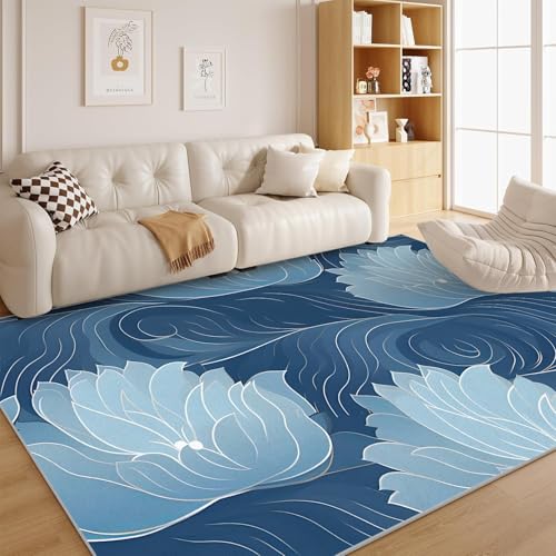Vintage 5x7 Rug - Meditation Rug 2x6 - Ethnic Rug for Bedroom Dining Room Kitchen Entryway Indoor Art Carpet, Non Slip & Soft Low Pile Indoor Washable Rugs for Women Teens D14 - color: Water Lily Art D14, size: 2x6 ft rug x 1