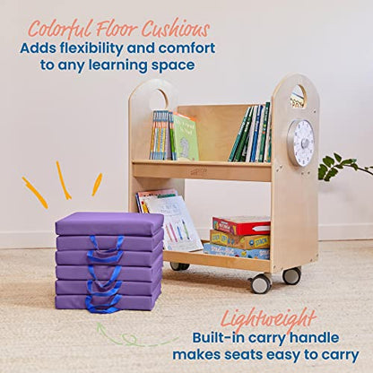 ECR4Kids SoftZone Square Floor Cushions with Handle, Flexible Seating, Purple, 6-Piece - color: Purple