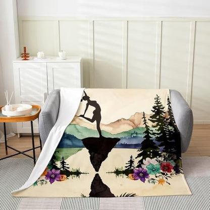 Castle Fairy Yoga Flannel Fleece Throw Blanket 40"x50" Botanical Flowers Natural Landscape Fuzzy Blanket for Sofa Couch Country Rustic All Season Bed Blankets Lightweight Plush Blankets,Beige - color: Beige 1, size: 40"×50"
