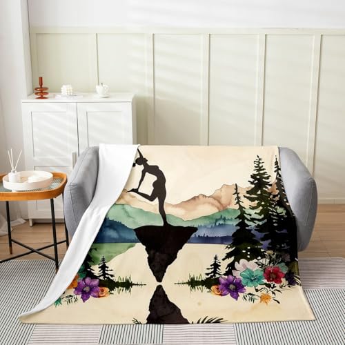 Castle Fairy Yoga Flannel Fleece Throw Blanket 60"x80" Botanical Flowers Natural Landscape Fuzzy Blanket for Sofa Couch Country Rustic All Season Bed Blankets Lightweight Plush Blankets,Beige - color: Beige 1, size: Twin