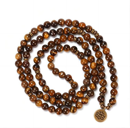 Mala Bead Strand Bracelet, 108 Buddhist Prayer Beads Yoga Meditation Green Malachite Beads Necklace Women man - style: Tiger Eye