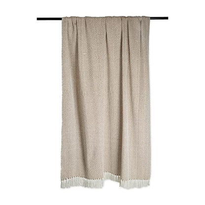 DII Herringbone Striped Collection Cotton Throw Blanket, 50x60, Stone - color: Stone, size: 50x60"