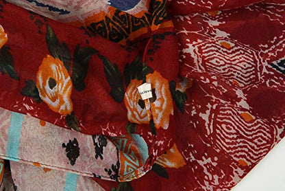 corciova Black Soft Girl Women Infinity Wrap Scarf Stretchy Jersey Knit Sleep Head Circle Scarf Continuous Loop Light Weight - color: Pattern Burgundy and Misty Rose Geometry