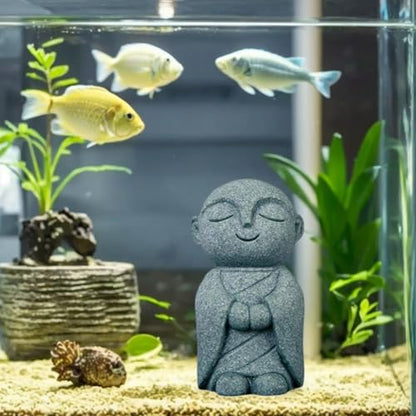 Mini Monk Buddha Statue Sandstone Statues Zen Monk Praying Statue Sculptures for Wealth Good Luck Feng Shui Decor Home Fish Tank Aquarium Garden (Style 10) - style: Style 10