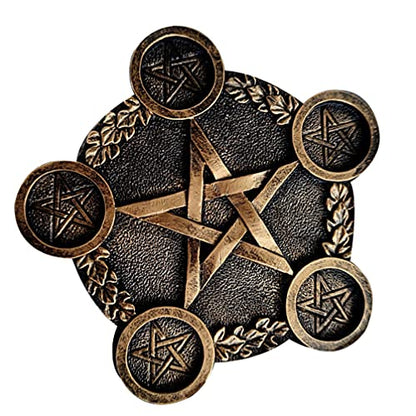 Star Candle Holder Pentacle Altar Plate Resin Tealight Holder Tray Witchcraft Altar Supplies for Witchcraft Wiccan Tarot Supplies