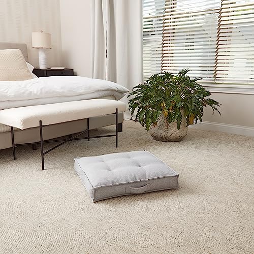 Square Tufted Floor Pillow with Removable Cover, Cement, Small (24") - color: Cement, size: Small (24")