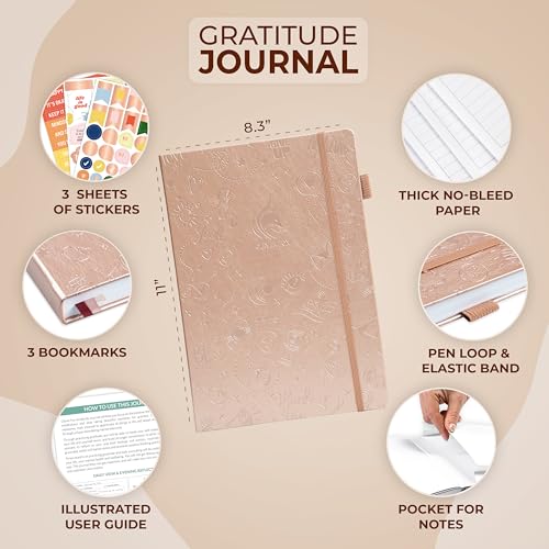 Clever Fox Gratitude Journal Large – Happiness, Positivity & Affirmation Journal – Inspirational Daily Notebook, 3 Months, 8.3x11” (Rose Gold) - color: Rose Gold, size: A4 (8.5" x 11")