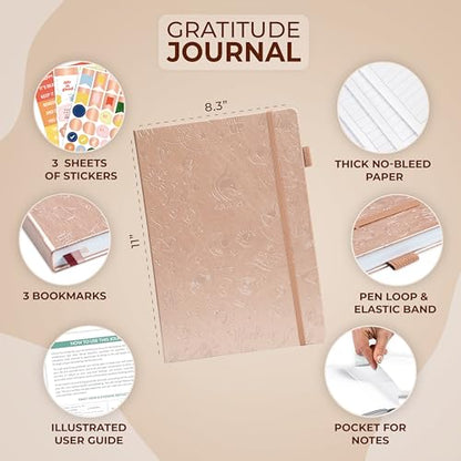 Clever Fox Gratitude Journal Large – Happiness, Positivity & Affirmation Journal – Inspirational Daily Notebook, 3 Months, 8.3x11” (Rose Gold) - color: Rose Gold, size: A4 (8.5" x 11")