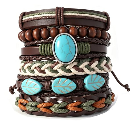 Gothic Bracelet Adjustable Punk Braided Leather Multilayer Grunge Set Bracelets Emo Metal Cuff Wrap Bangles Meaningful Gift - color: J-BZ-19