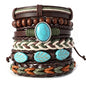Gothic Bracelet Adjustable Punk Braided Leather Multilayer Grunge Set Bracelets Emo Metal Cuff Wrap Bangles Meaningful Gift - color: J-BZ-19
