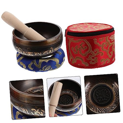 Tibetan Singing Bowl Set for Meditation Handcrafted Sound Bowl with Mallet Cushion and Storage Box Yoga Mindfulness and Relaxation