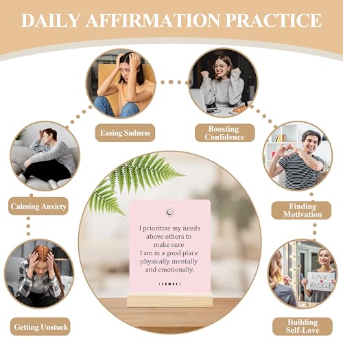Badass Affirmation Cards | 55 Daily Motivational and Inspirational Cards, Office Decor Desk Sign Gifts for Coworker, Boss, Employees, Friends, Social Worker, with Display Stand