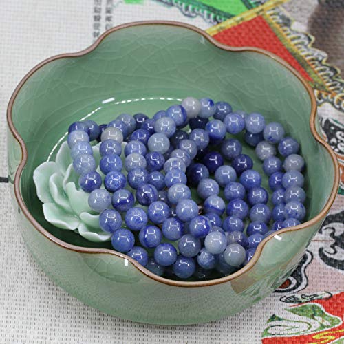 Keleny Gem Semi Precious Gemstones 8mm Natural Quartzite Stone Round Beads Crystal Stretch Bracelet 7 Inch Unisex - color: Blue Aventurine