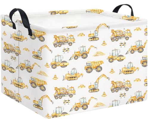 Rectangle Storage Basket with Handles,Collapsible Storage Bin,Books Box,Gift Basket(Engineering Vehicle) - color: Engineering Vehicle