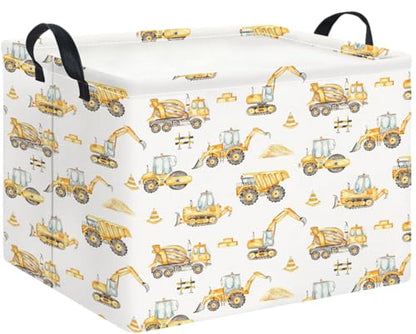 Rectangle Storage Basket with Handles,Collapsible Storage Bin,Books Box,Gift Basket(Engineering Vehicle) - color: Engineering Vehicle