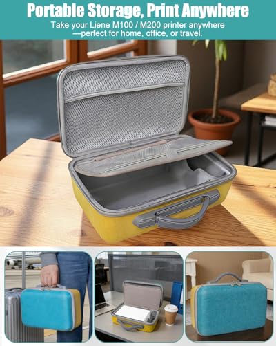 Hard Case for Liene M100 M200 4x6'' Photo Printer, Wi-Fi Picture Phone Printer Portable Travel Protective Storage Bag (Case Only) - color: M100 M200 4x6 Blue-Yellow