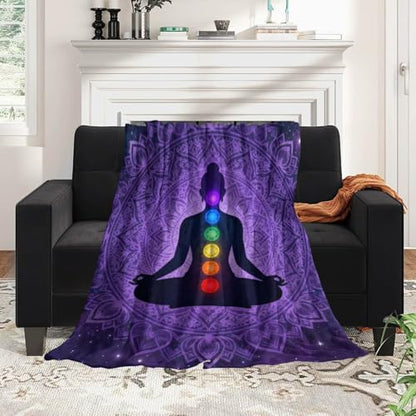 Fleece Blanket Twin Size Blanket Throw Soft Flannel Blanket, Compatible with Seven Chakra Bohemian Mandala Mushroom Yoga Meditation Boho Art, Fuzzy Plush Blanket for Couch Sofa Bed All Seasons - color: Pattern (3), size: 80"x60"