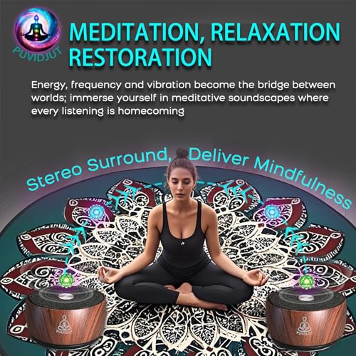 Sound Frequency Machine,Auto Tibetan Singing Bowl, Meditation Generator Instrument - Solfeggio Bath for Yoga, Mindfulness, Vibration System of Chakra Balancing, 5 Tones, 3 Timers - color: Wooden