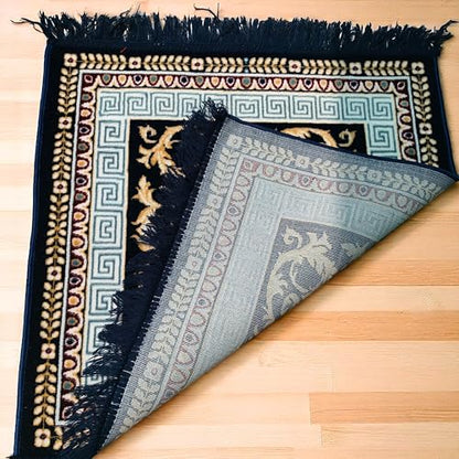 Pooja Aasan Blue 24 Inch Soft Woolen Velvet Cloth Mat for Puja Temple Altar | Decorative Embroidered Puja Aasan for God Idol, Mandir & Festivals | Soft Religious Mat for Home Temple & Spiritual Use