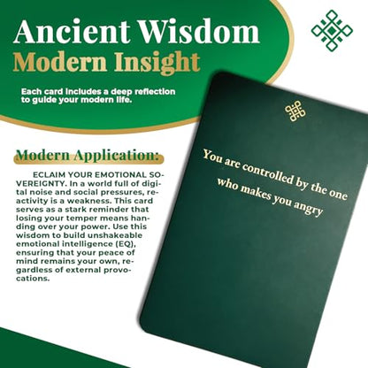 50 Strategic Wisdom Cards - Timeless Philosophy Deck for Leadership & Mastery - Premium High-Gloss Insight Deck for Executive Growth & Decision Making - Elegant Gift for Success (Dark Green) - color: Dark Green