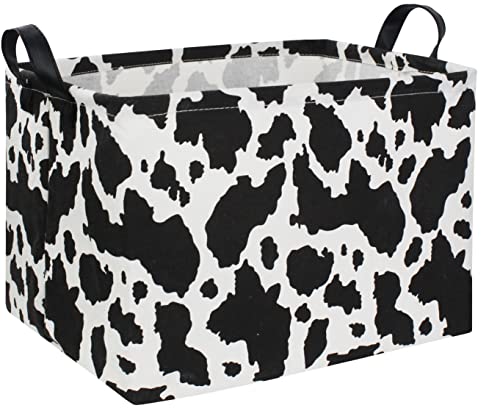 Rectangle Cow Basket Cow Print Storage Bins Cute Canvas Organizer Bin for Bedroom Decor Kids Toys Books, Clothes Shelves Gift Basket(Cow print) - color: Cow print