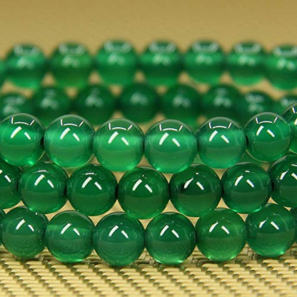 Angelstones Handmade Natural Healing Gemstone 6mm Round Beads Stretch Crystal Bracelet 7 Inch Unisex - color: Green Agate
