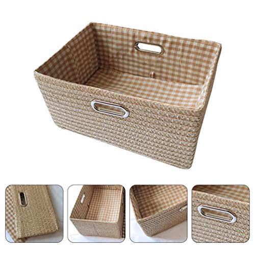 Cabilock 1pc Folding Storage Box with Handle for Room Organization Beige Storage Basket for Home Bedroom Laundry and Living Spaces
