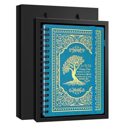 A5 Hardcover Spiral Notebook Tree of Life Journal Daily Journals for Writing Travel Notebooks Journal for Women Men 80GSM Paper Leather Spiral Journal,5.7"x8.3"（Spiral Tree -Light Blue) - color: Spiral Tree of Life-light Blue